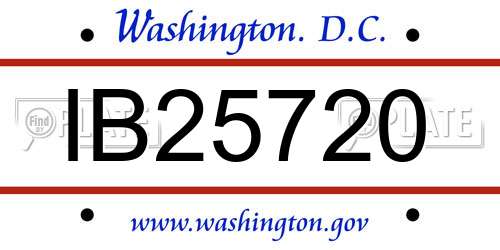 IB25720 District Of Columbia License Plate