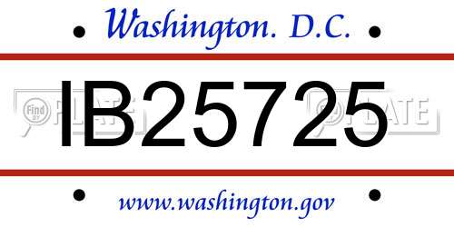 IB25725 District Of Columbia License Plate