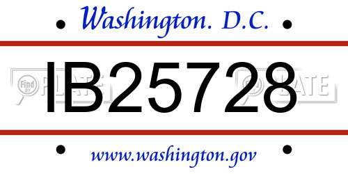 IB25728 District Of Columbia License Plate