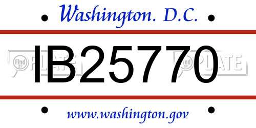 IB25770 District Of Columbia License Plate