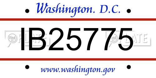 IB25775 District Of Columbia License Plate