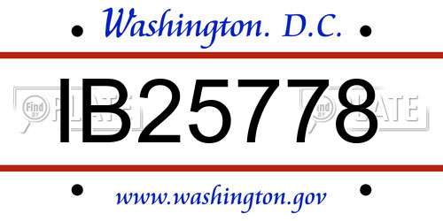 IB25778 District Of Columbia License Plate