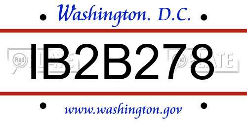 IB2B278 District Of Columbia License Plate