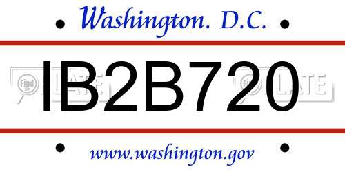 IB2B720 District Of Columbia License Plate