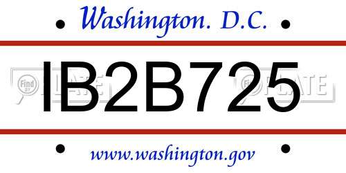 IB2B725 District Of Columbia License Plate