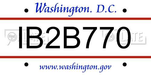 IB2B770 District Of Columbia License Plate