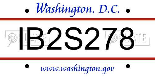 IB2S278 District Of Columbia License Plate