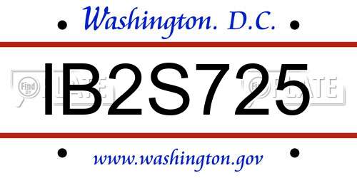 IB2S725 District Of Columbia License Plate