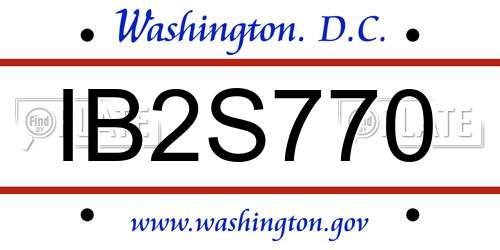 IB2S770 District Of Columbia License Plate