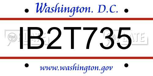 IB2T735 District Of Columbia License Plate