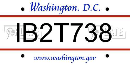 IB2T738 District Of Columbia License Plate