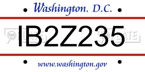 IB2Z235 District Of Columbia License Plate