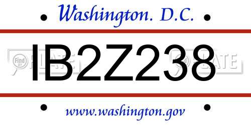 IB2Z238 District Of Columbia License Plate