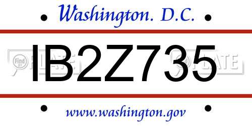 IB2Z735 District Of Columbia License Plate