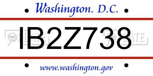 IB2Z738 District Of Columbia License Plate