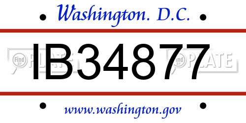 IB34877 District Of Columbia License Plate