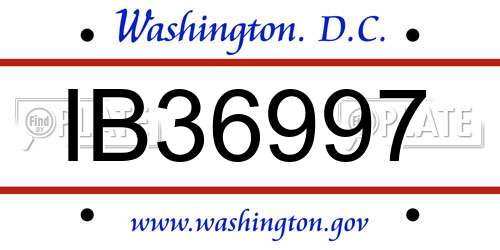 IB36997 District Of Columbia License Plate