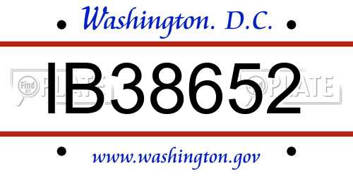 IB38652 District Of Columbia License Plate