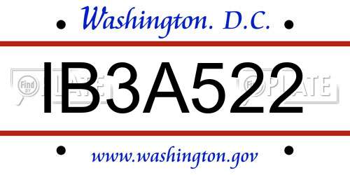 IB3A522 District Of Columbia License Plate