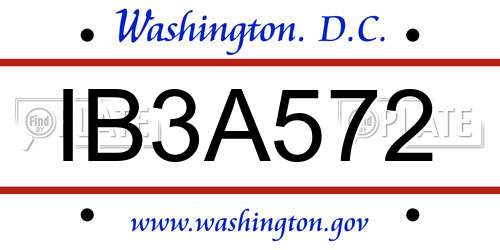 IB3A572 District Of Columbia License Plate
