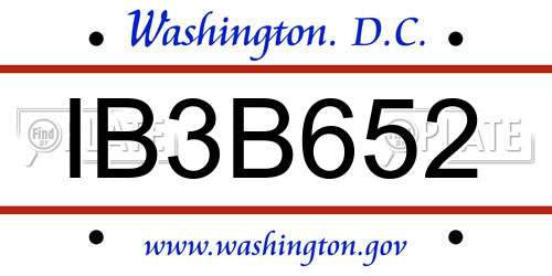 IB3B652 District Of Columbia License Plate