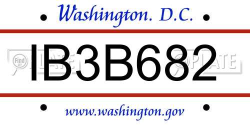 IB3B682 District Of Columbia License Plate