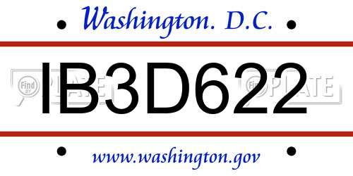 IB3D622 District Of Columbia License Plate
