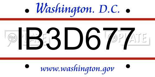 IB3D677 District Of Columbia License Plate