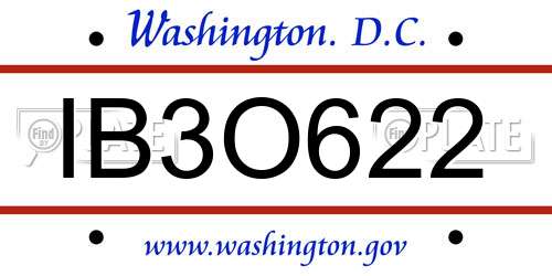 IB3O622 District Of Columbia License Plate