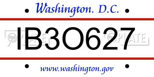 IB3O627 District Of Columbia License Plate