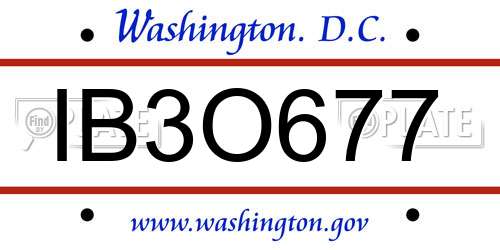 IB3O677 District Of Columbia License Plate