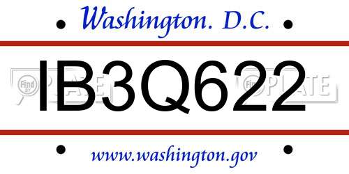 IB3Q622 District Of Columbia License Plate