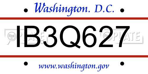 IB3Q627 District Of Columbia License Plate