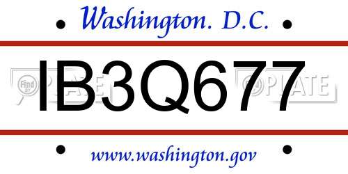 IB3Q677 District Of Columbia License Plate