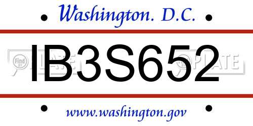 IB3S652 District Of Columbia License Plate