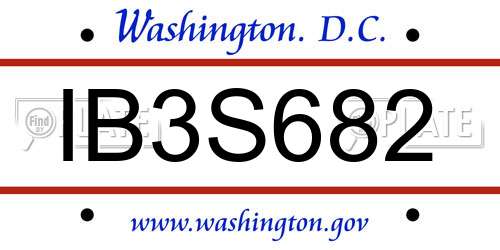 IB3S682 District Of Columbia License Plate