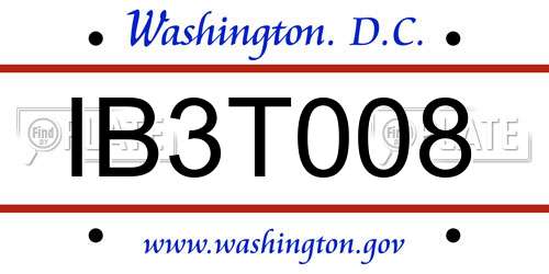 IB3T008 District Of Columbia License Plate