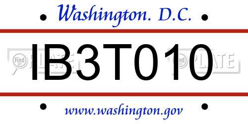IB3T010 District Of Columbia License Plate