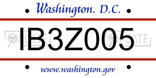 IB3Z005 District Of Columbia License Plate