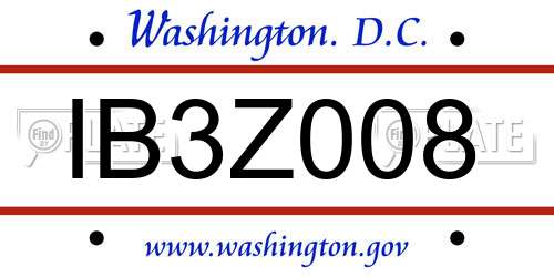 IB3Z008 District Of Columbia License Plate