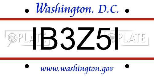 IB3Z5I District Of Columbia License Plate