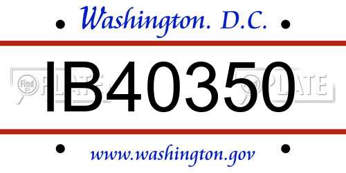 IB40350 District Of Columbia License Plate