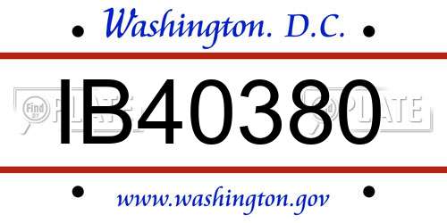 IB40380 District Of Columbia License Plate