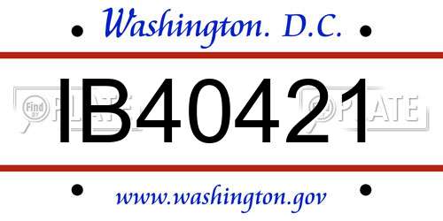 IB40421 District Of Columbia License Plate