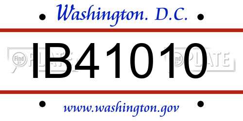 IB41010 District Of Columbia License Plate
