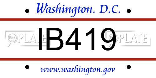IB419 District Of Columbia License Plate