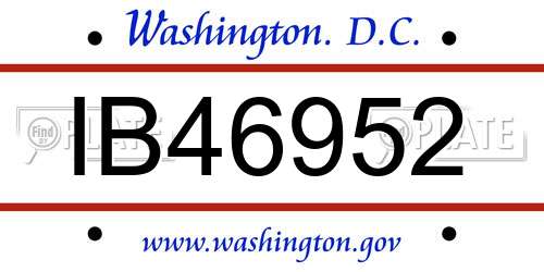 IB46952 District Of Columbia License Plate