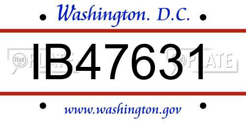 IB47631 District Of Columbia License Plate