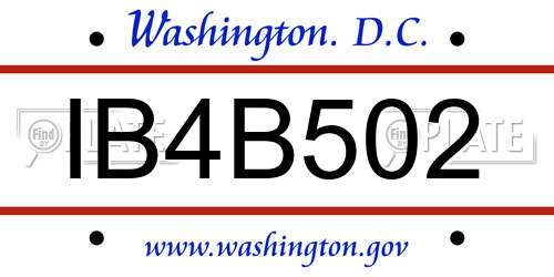 IB4B502 District Of Columbia License Plate
