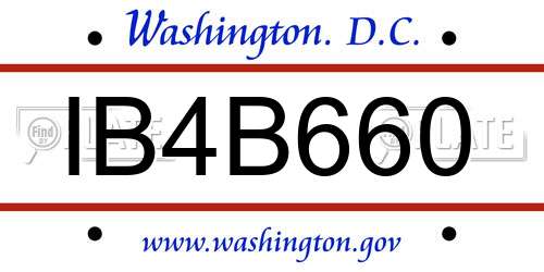 IB4B660 District Of Columbia License Plate